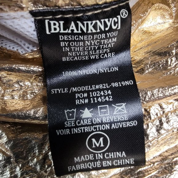 BLANK NYC Reversible Copper Gold Hooded Metallic Good Vibrations Bomber Jacket - Picture 15 of 16